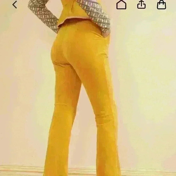 CIDER Pastel Yellow Plaid Flares SIZE  SMALL - Picture 5 of 9